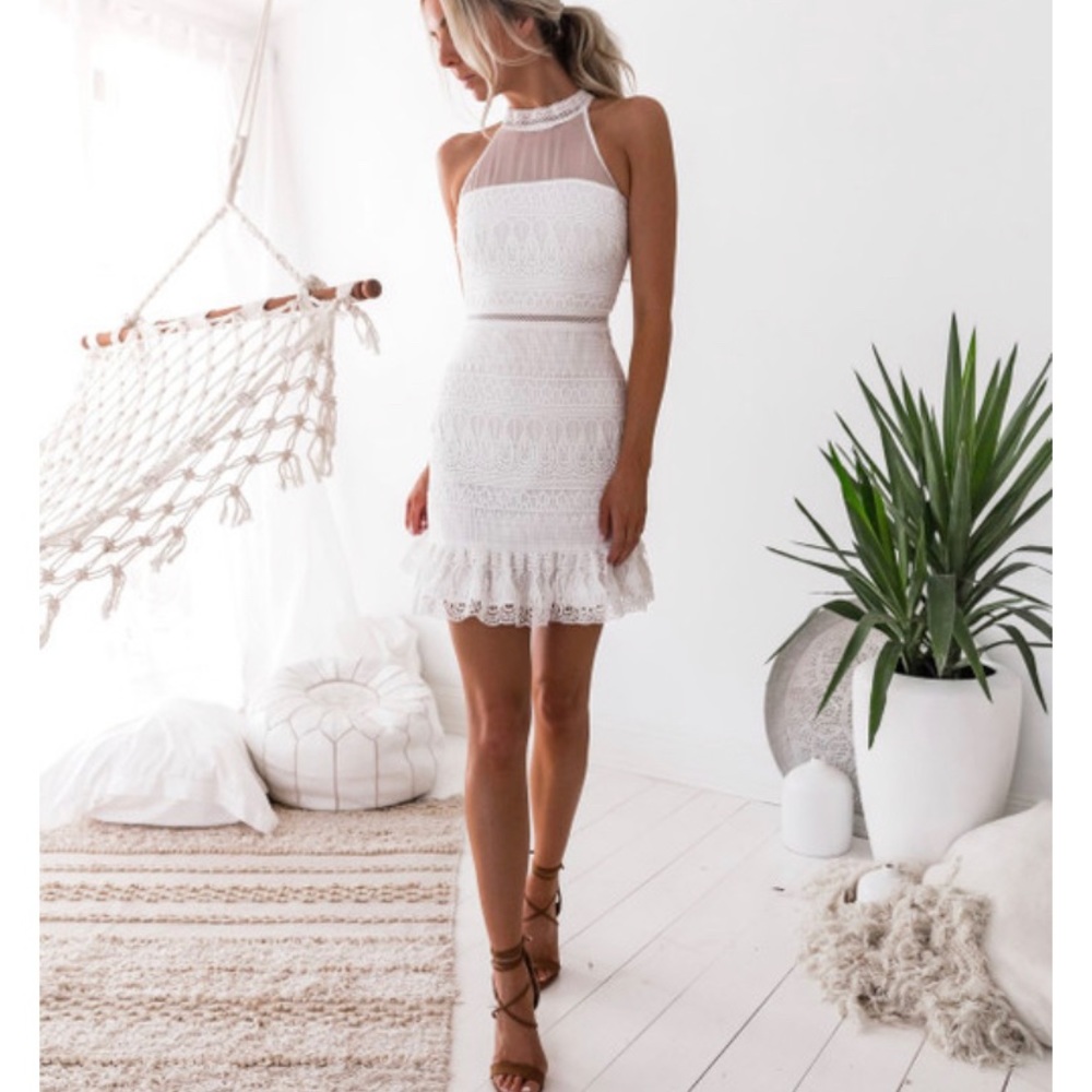 Medium lace halter dress worn one time